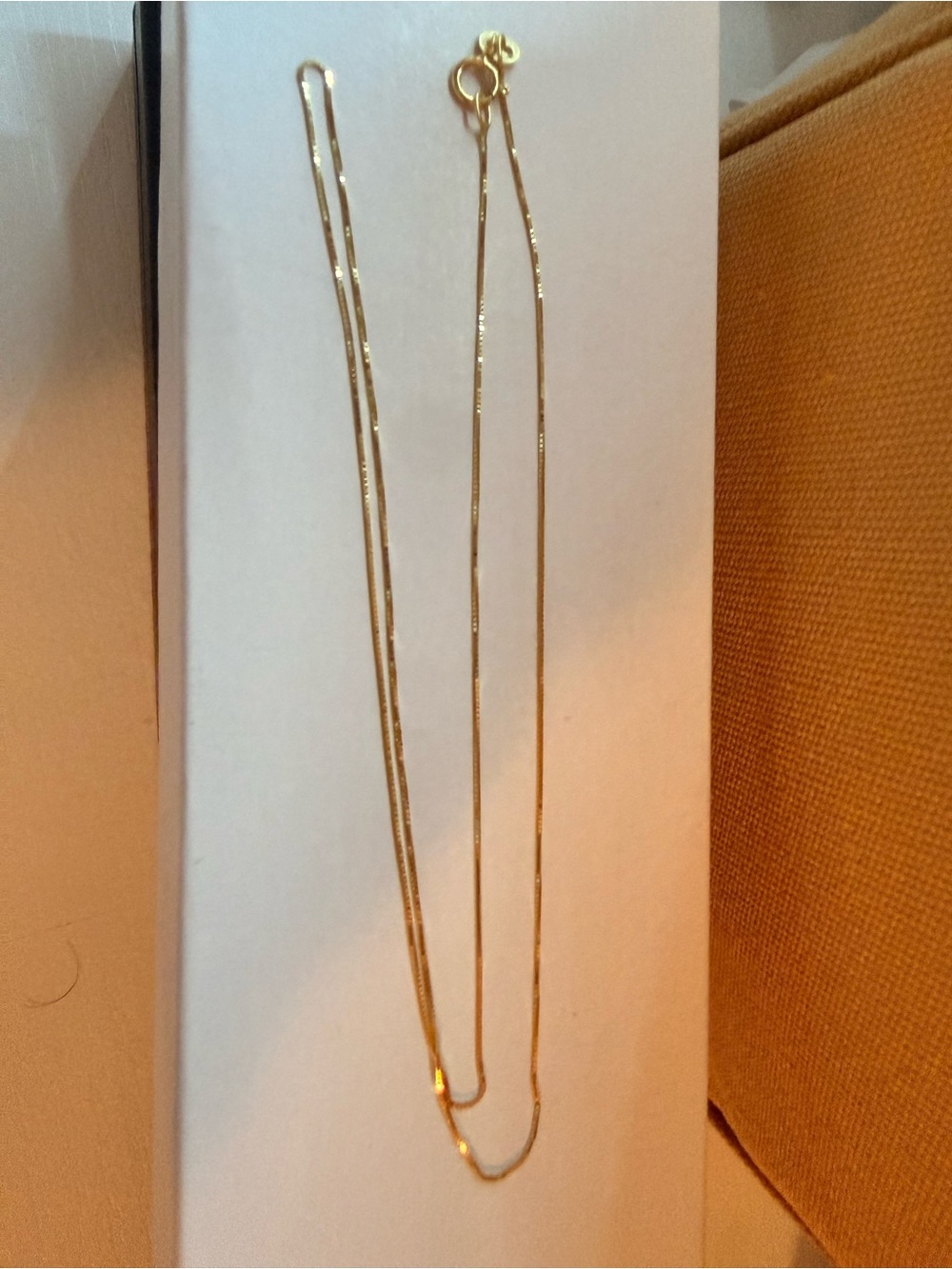 Solid 14kt Yellow Gold Box Chain Necklace 18”